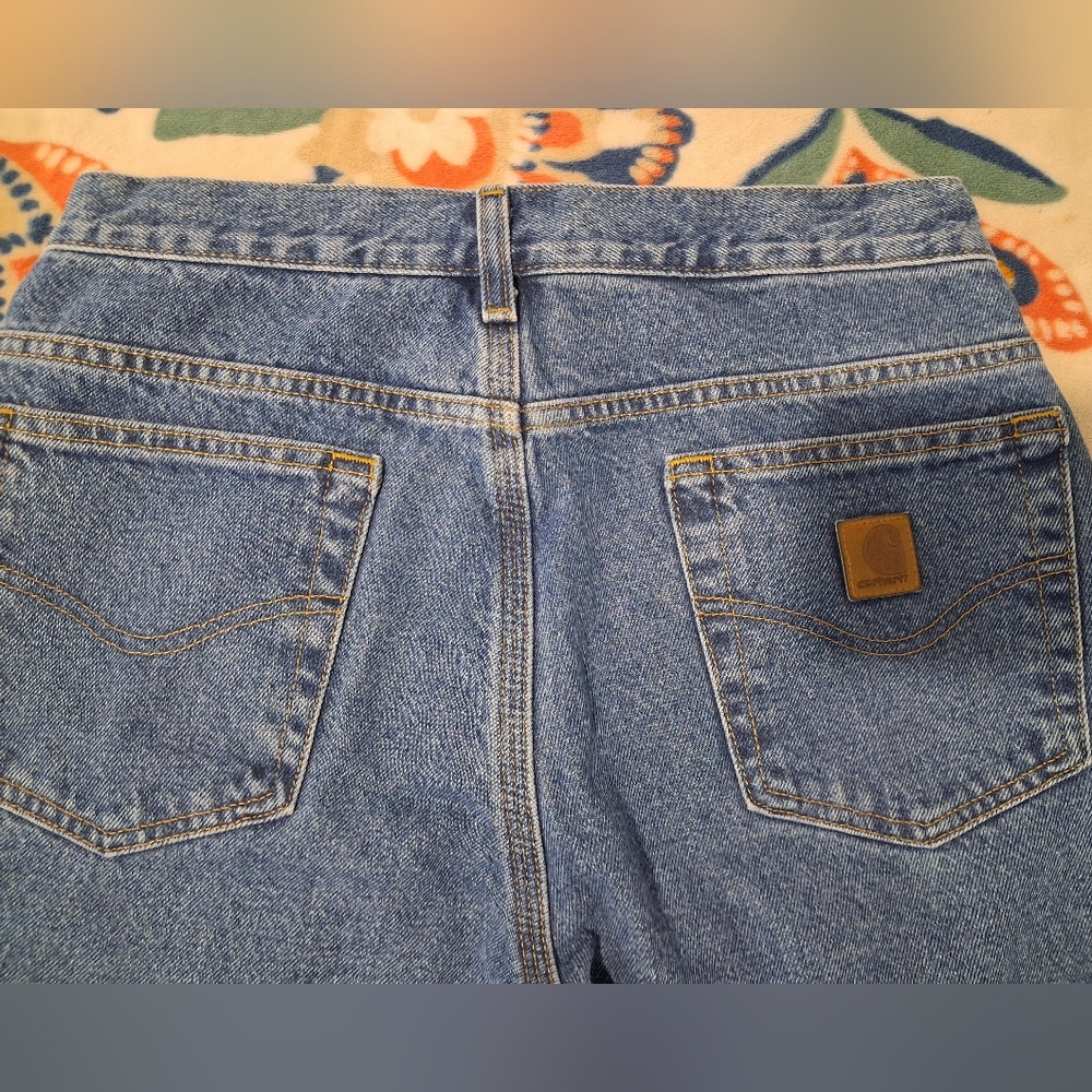 Carhartt Mens Winter Thermal Plaid Lined Blue Jeans Size 30x32 - Picture 10 of 16